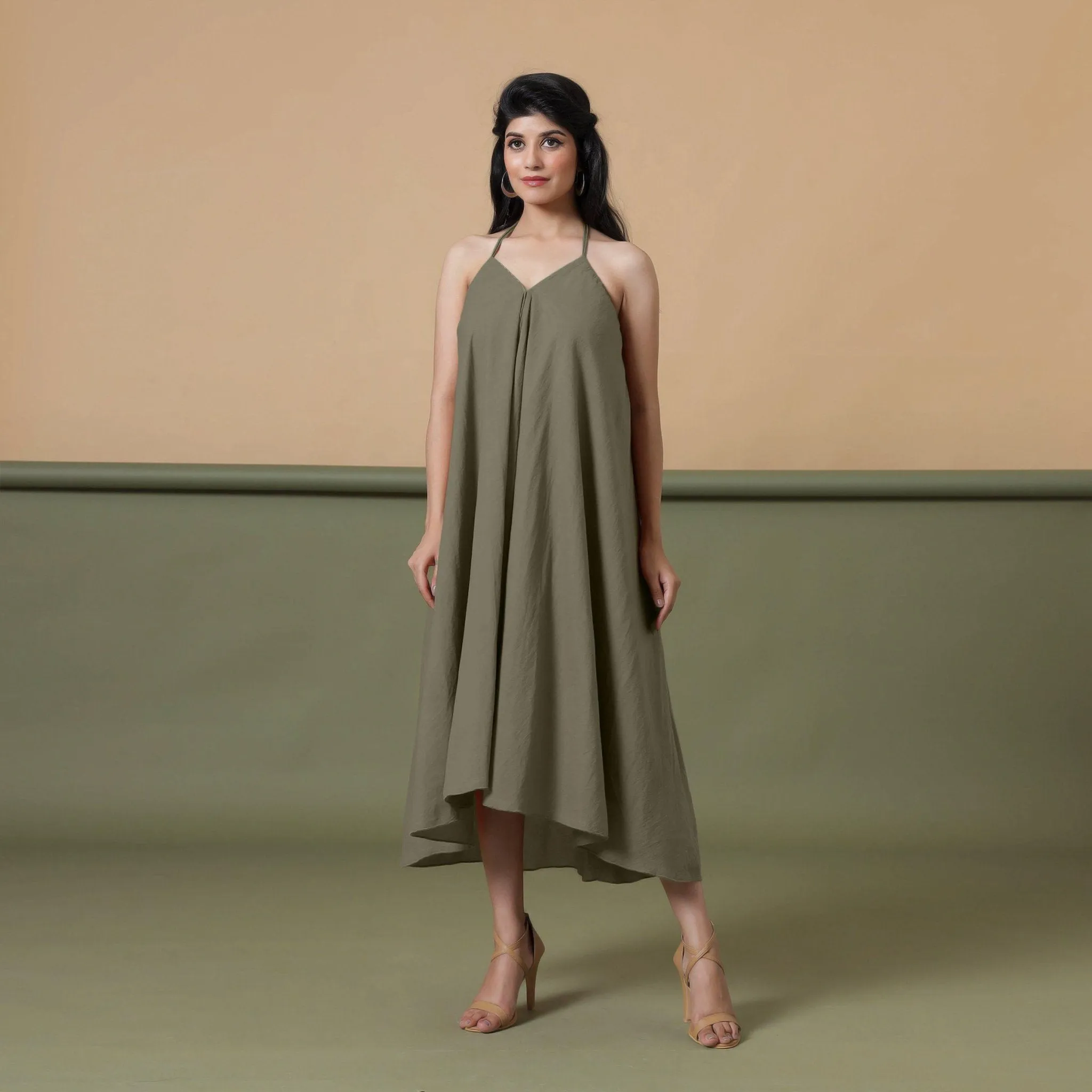 6-Way Convertible Sage Green Tie-Dye Cotton Skirt Dress