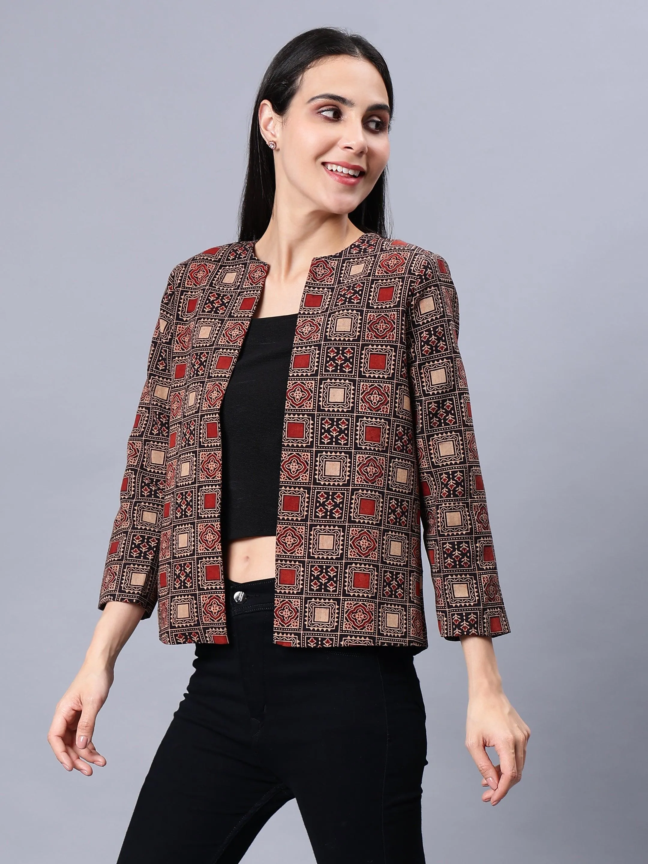 Ajrakh Hand block Pure Cotton Blazer