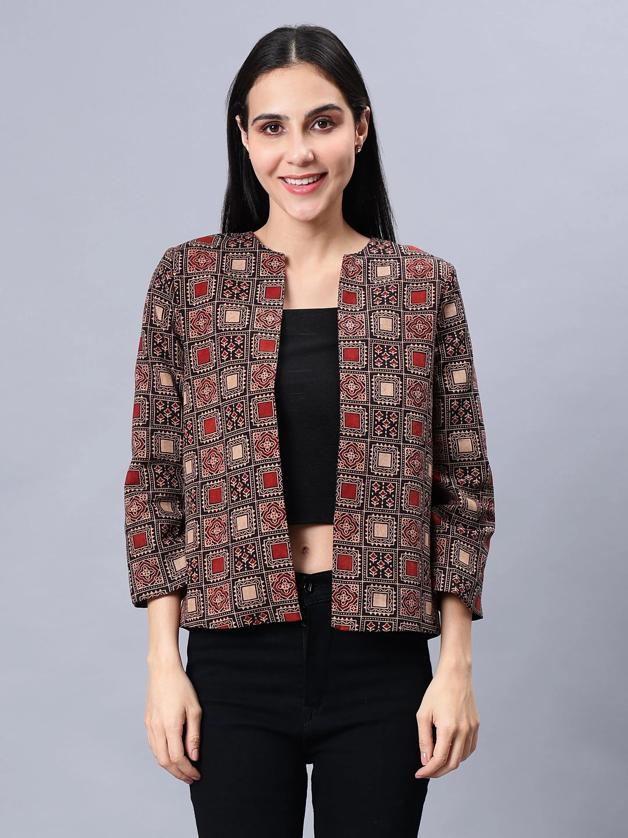 Ajrakh Hand block Pure Cotton Blazer