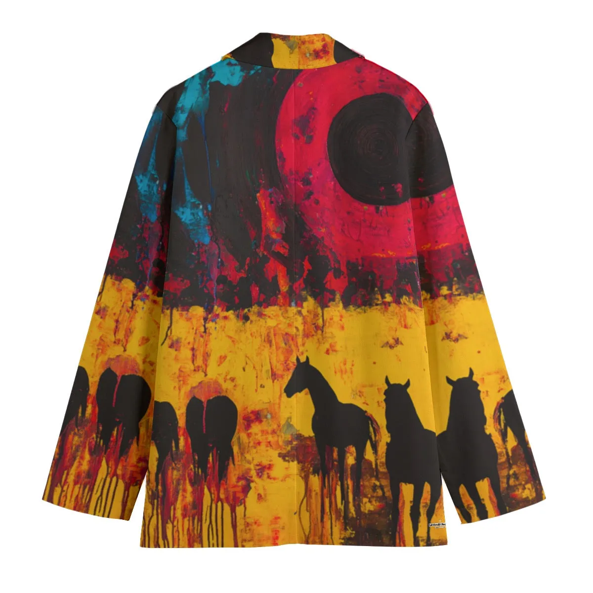 All-Over Print Women's Leisure Blazer | 245GSM Cotton abstract horses