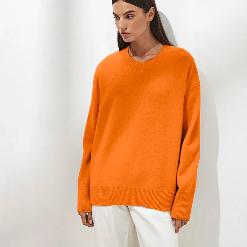 Autumn Winter Round Neck Sweater Women Cashmere Fashion Basic Knitted Pullover Chic Soft Casual Female Jumper Long Sleeve Tops