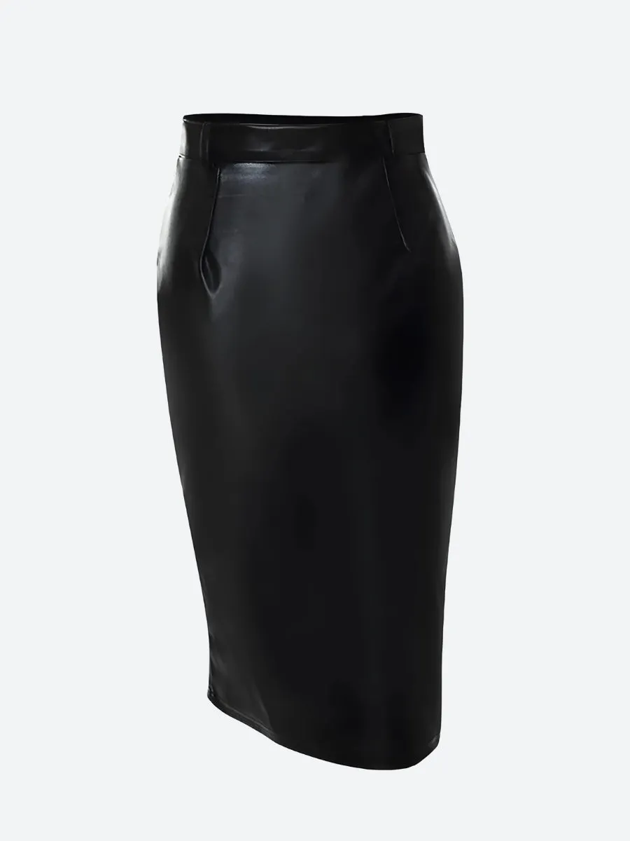 Baddie Zip Up Slit Midi Skirt