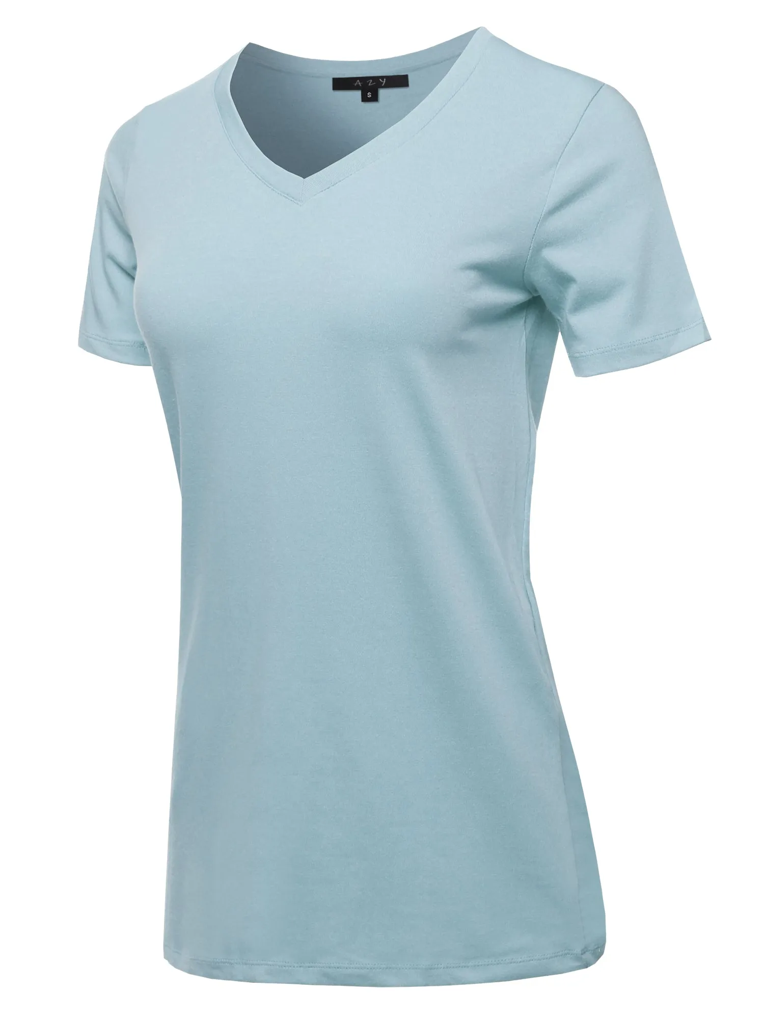 Basic Solid Premium Cotton Short Sleeve V-neck T Shirt Tee Tops