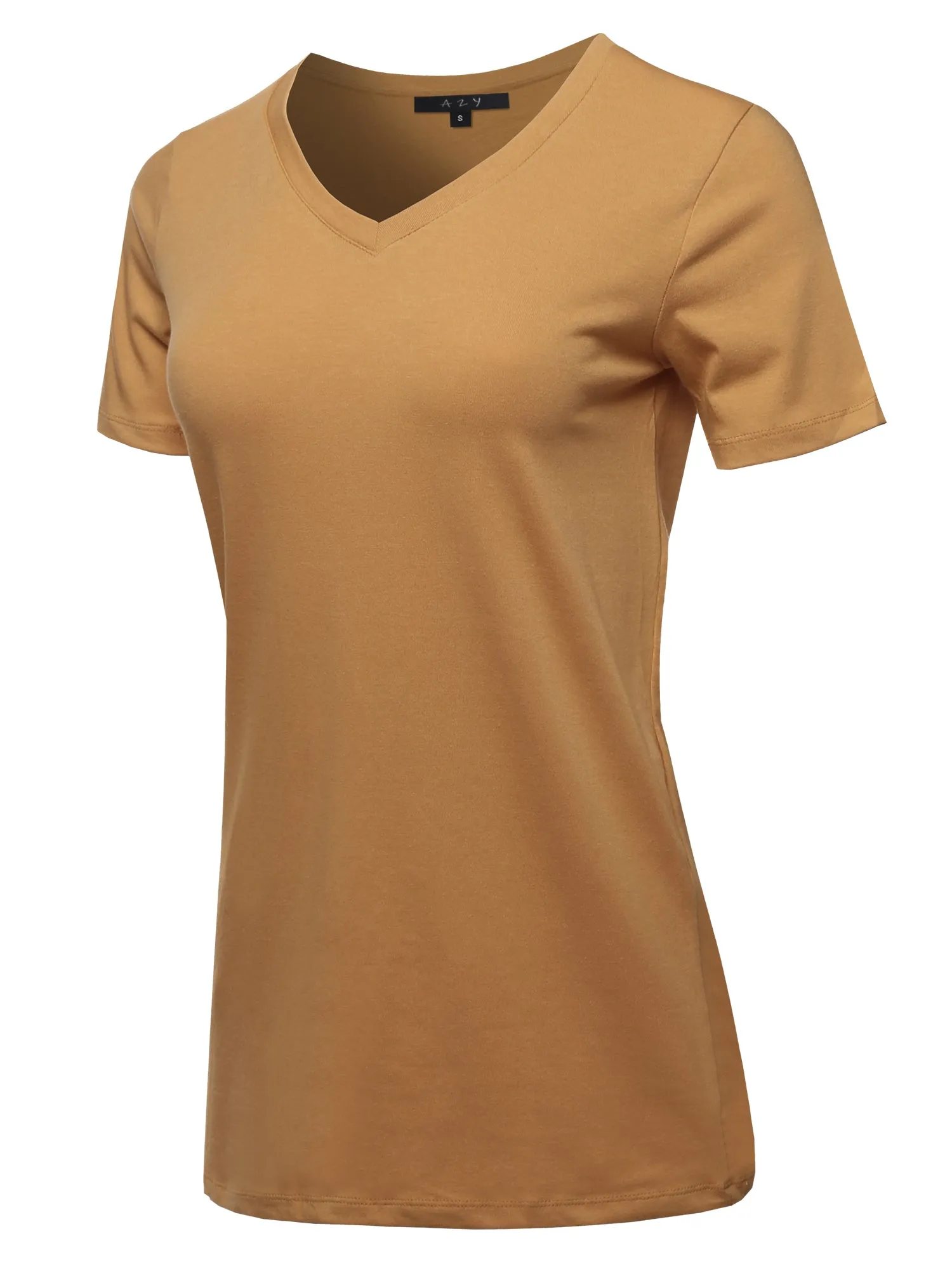 Basic Solid Premium Cotton Short Sleeve V-neck T Shirt Tee Tops