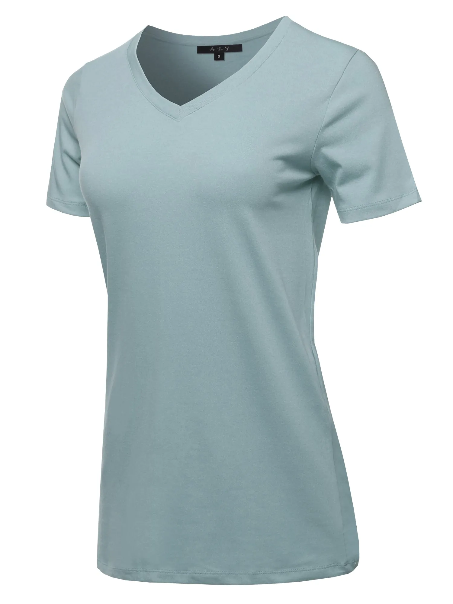 Basic Solid Premium Cotton Short Sleeve V-neck T Shirt Tee Tops