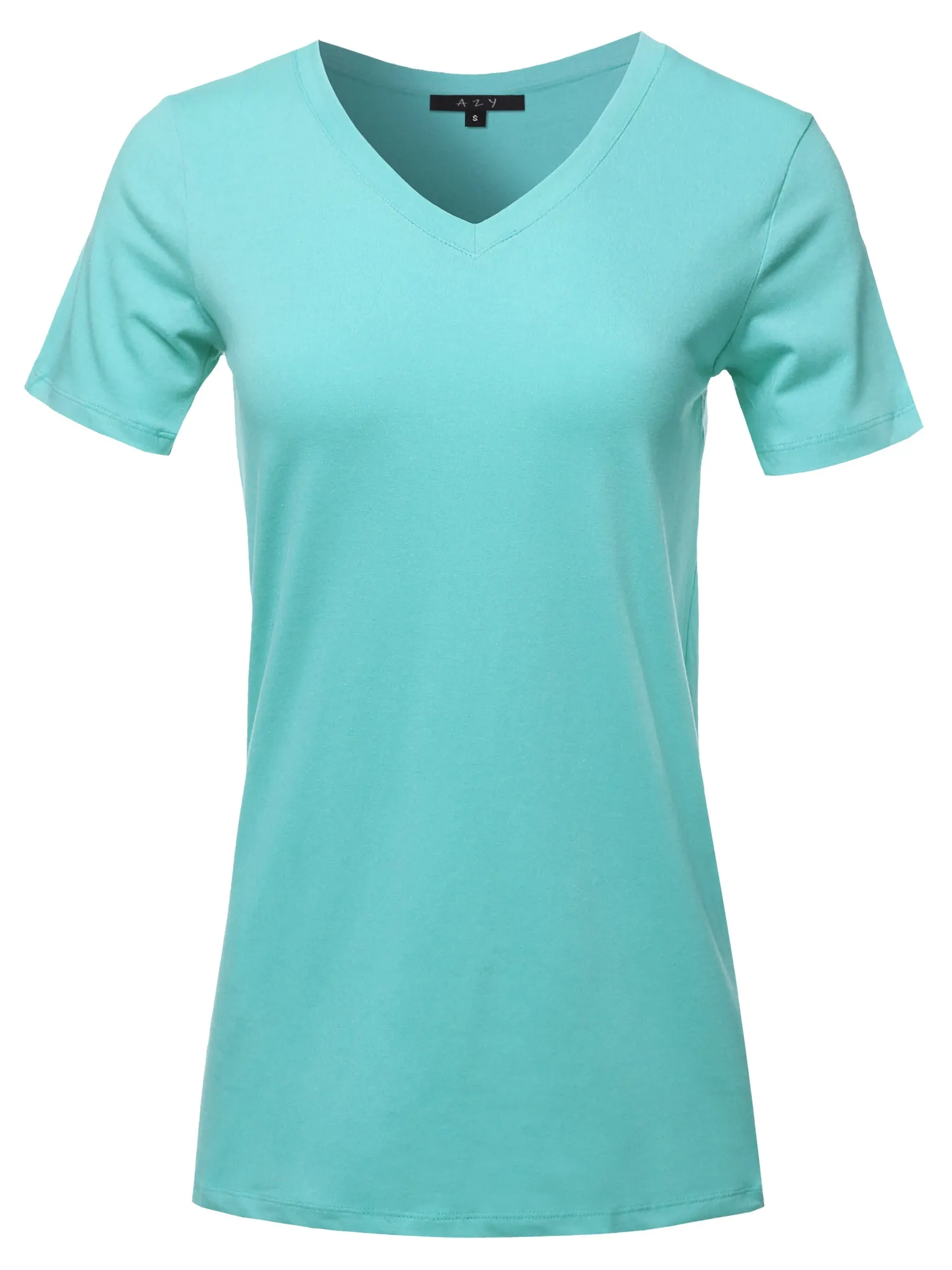 Basic Solid Premium Cotton Short Sleeve V-neck T Shirt Tee Tops