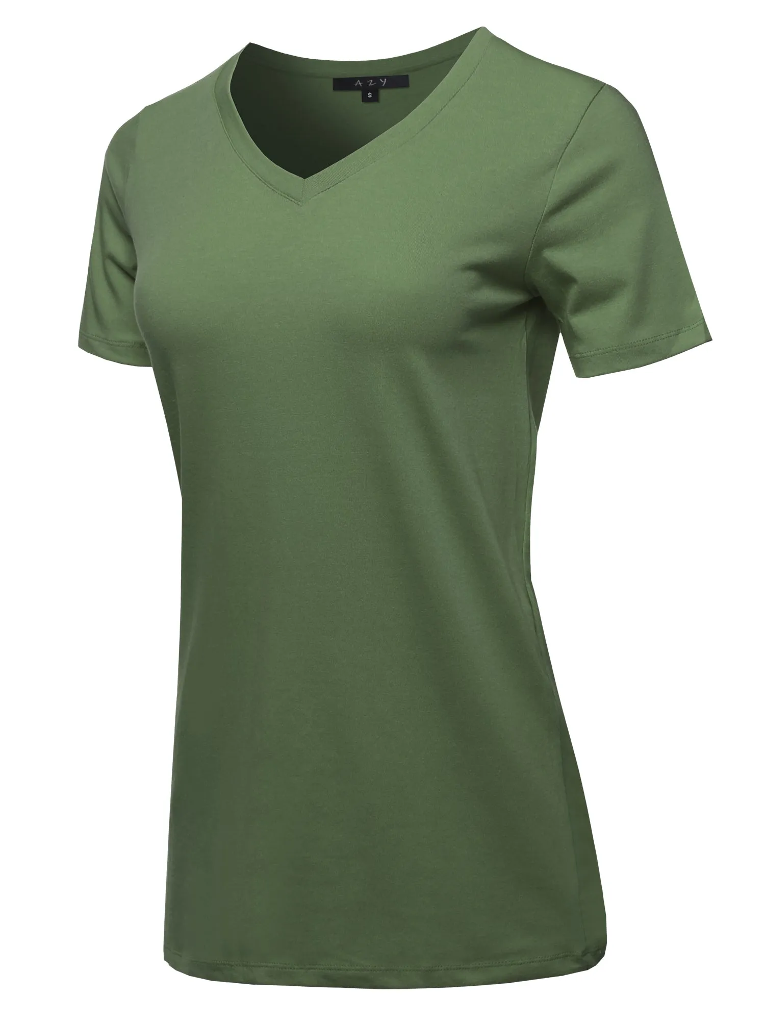 Basic Solid Premium Cotton Short Sleeve V-neck T Shirt Tee Tops