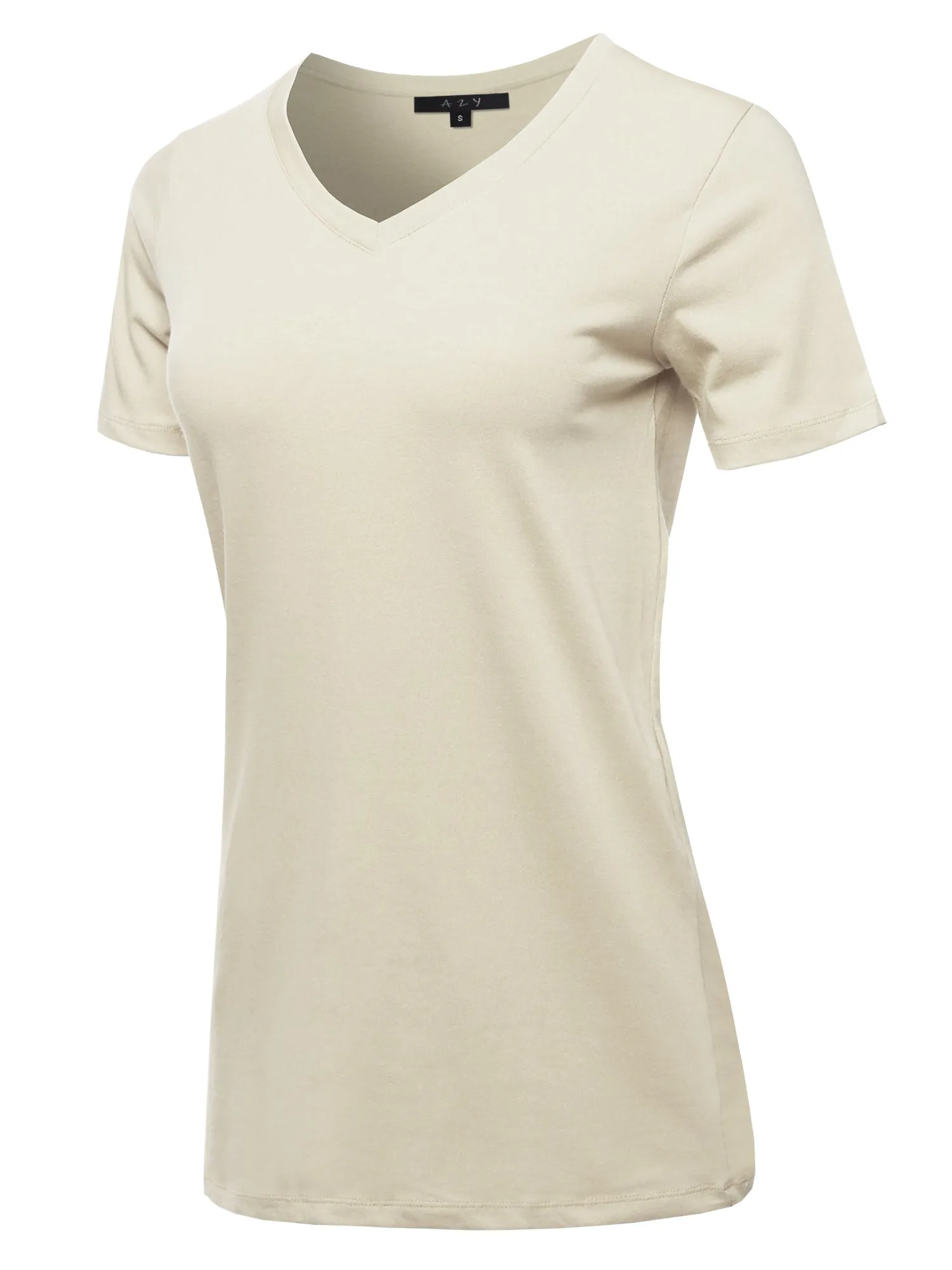 Basic Solid Premium Cotton Short Sleeve V-neck T Shirt Tee Tops