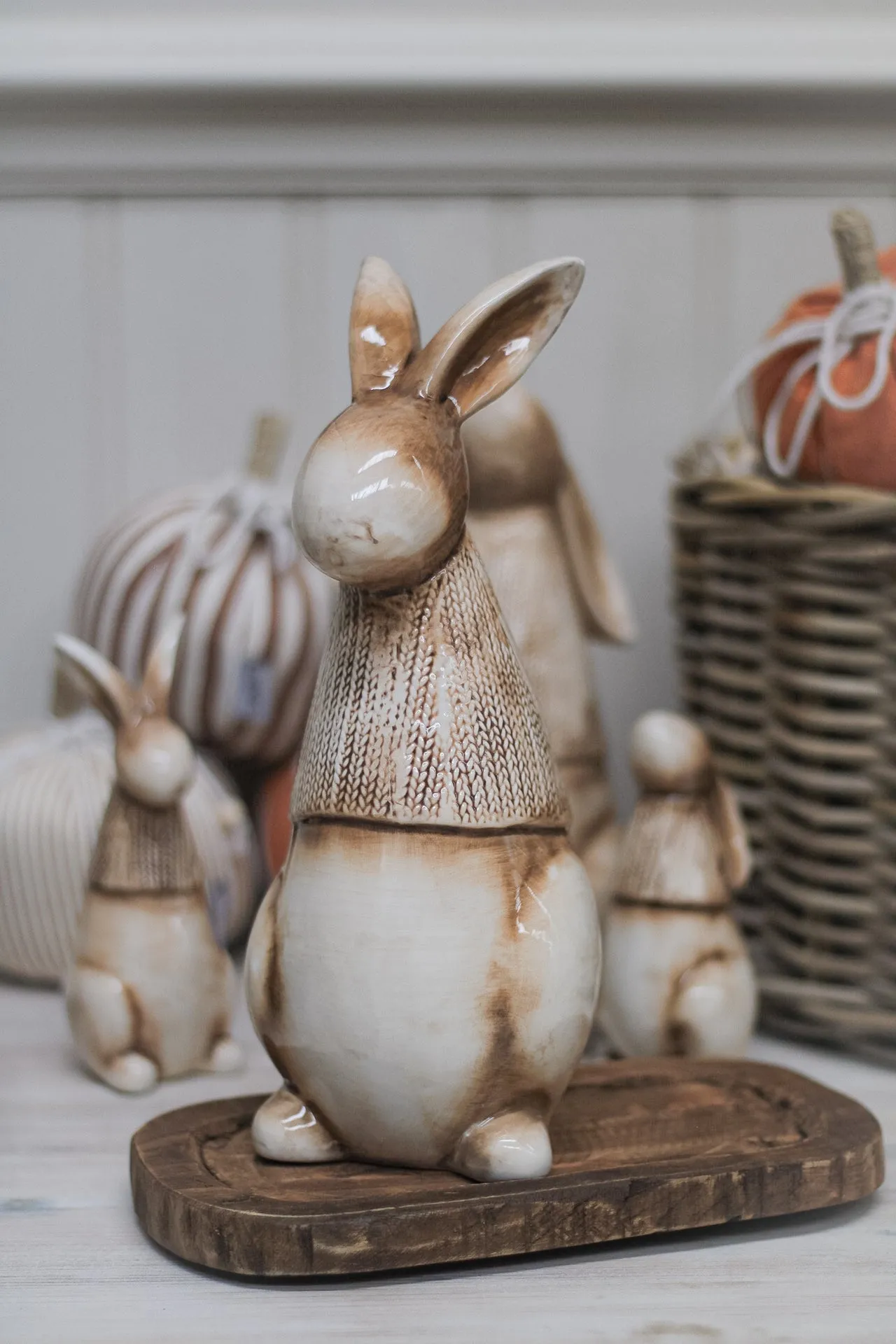 Beige Porcelain Bunny with Sweater