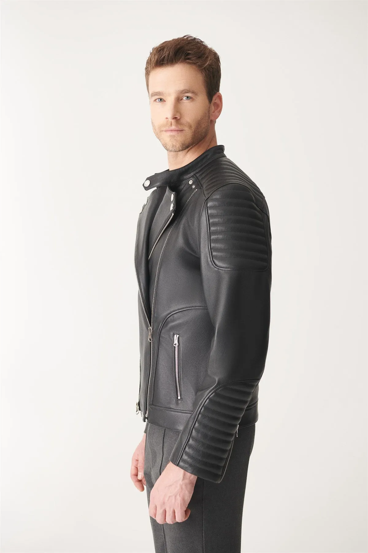 Black Biker Leather Jacket BY The Jacket Seller | Stylish Black Biker Jacket