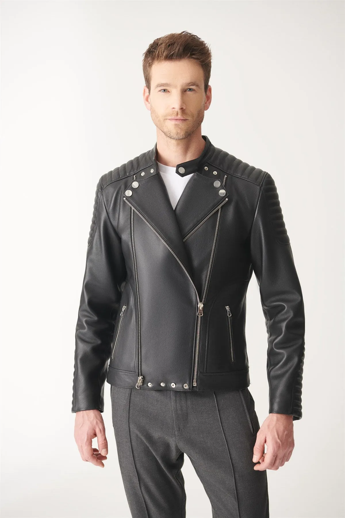 Black Biker Leather Jacket BY The Jacket Seller | Stylish Black Biker Jacket