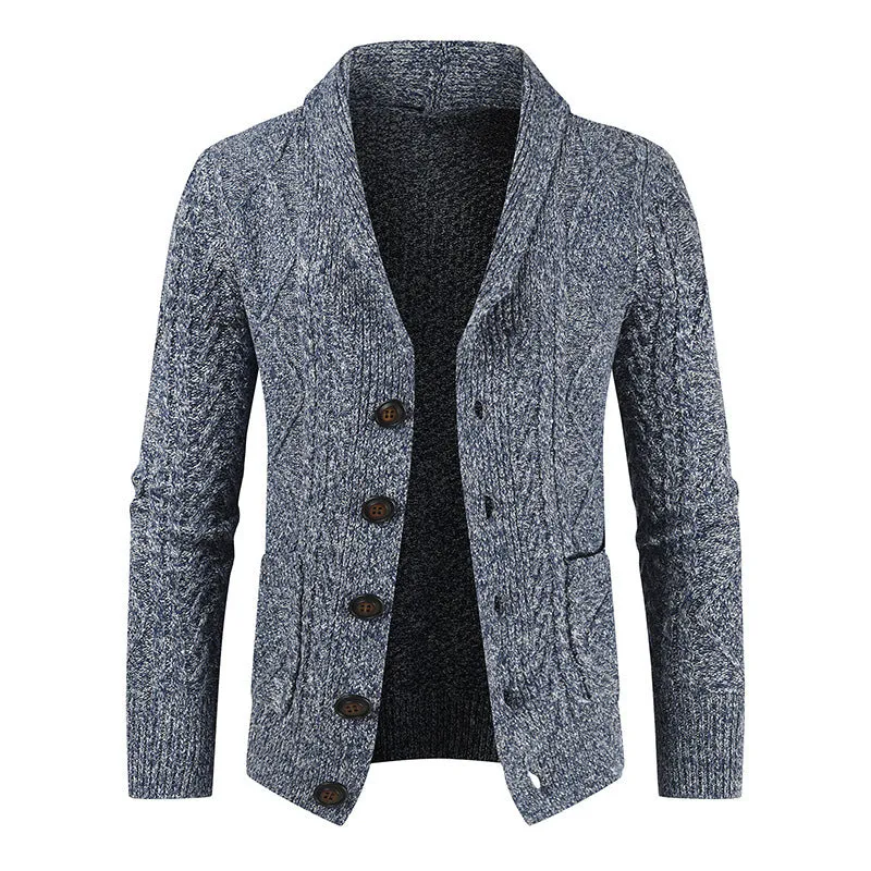 Cable-Knit Shawl Collar Cardigan