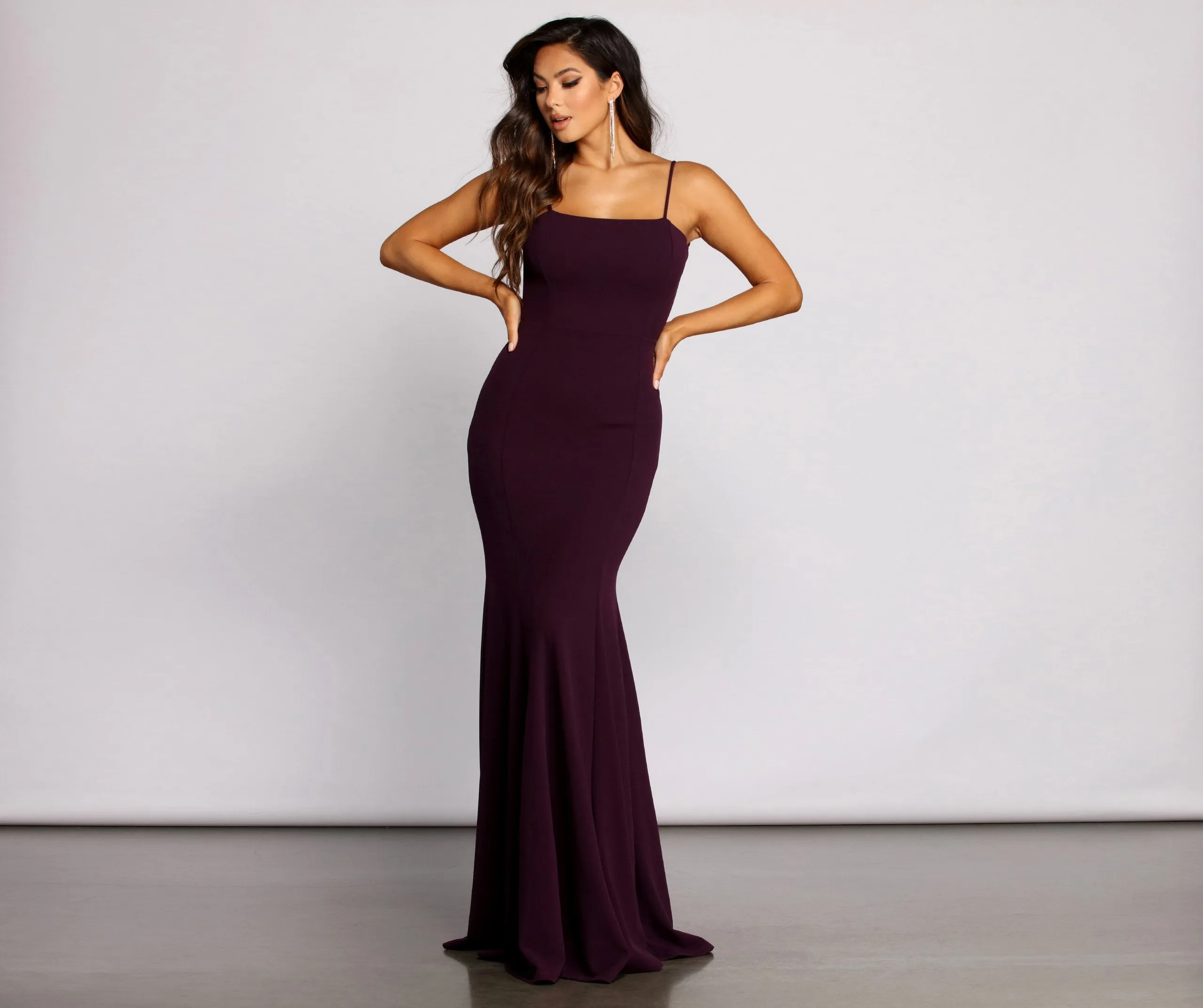 Cara Formal Crepe Charming Open Back Dress