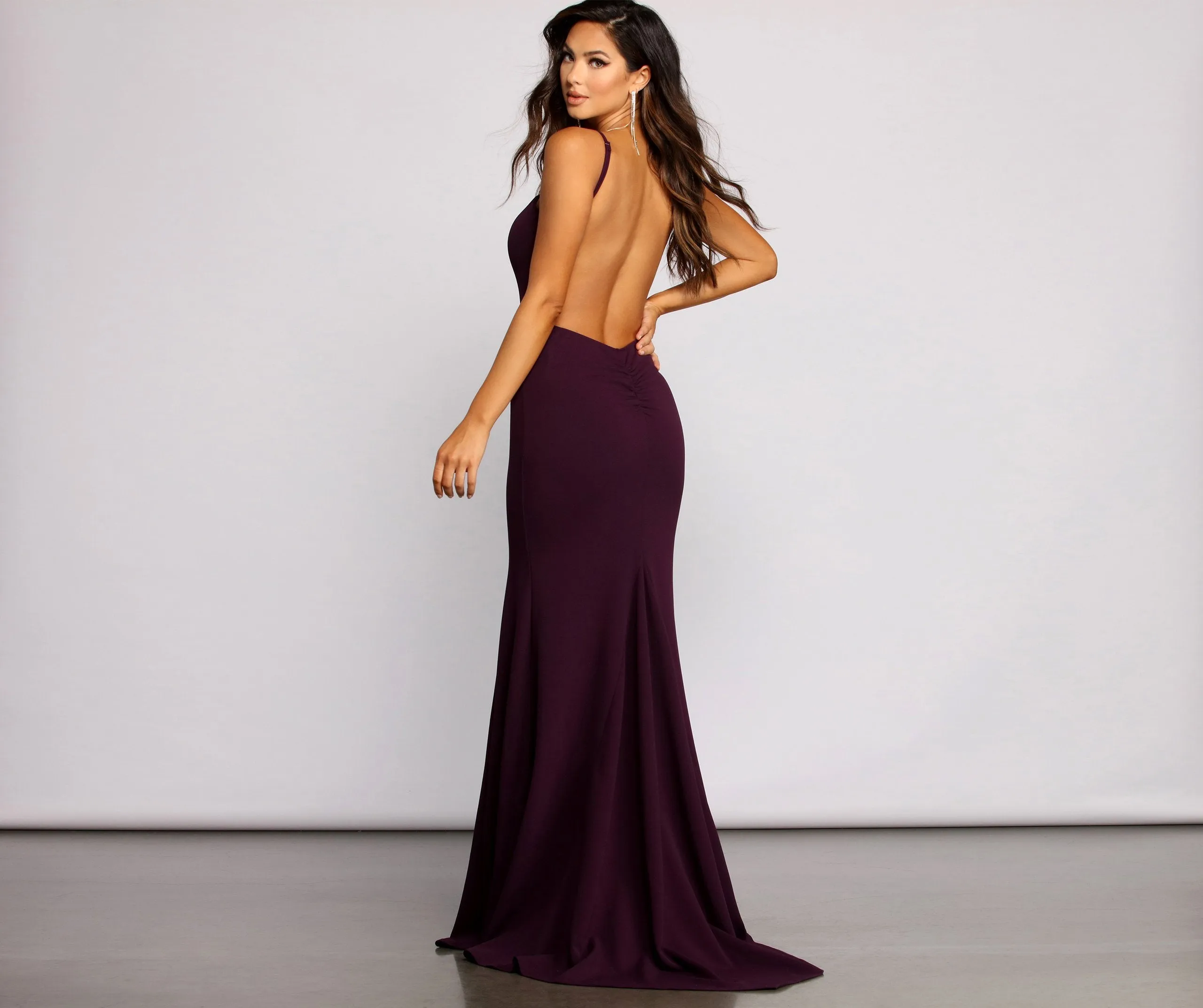 Cara Formal Crepe Charming Open Back Dress