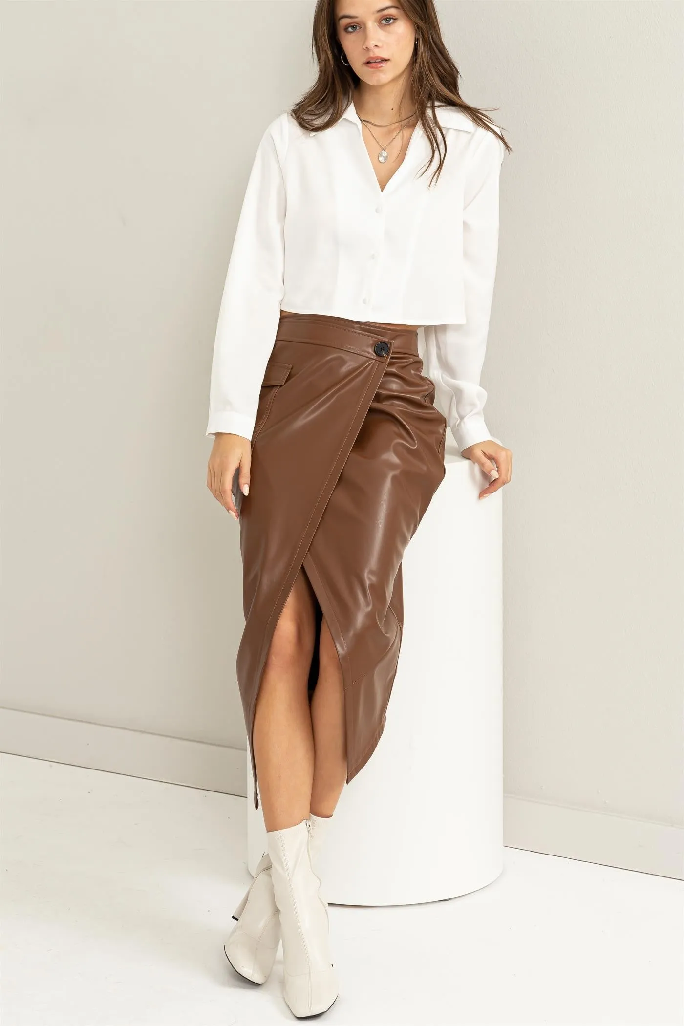 Carlee (Hi Waist Wrap Midi Skirt)