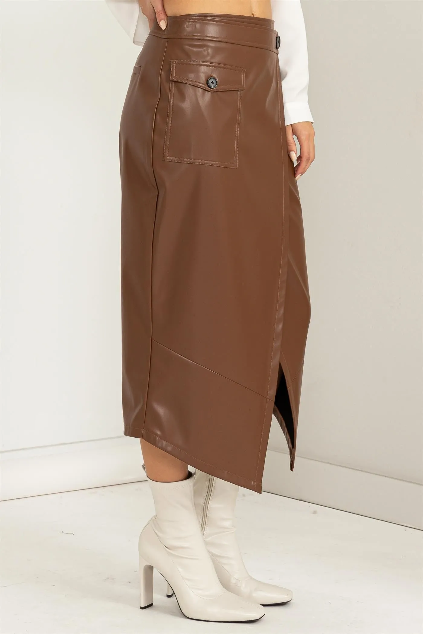 Carlee (Hi Waist Wrap Midi Skirt)