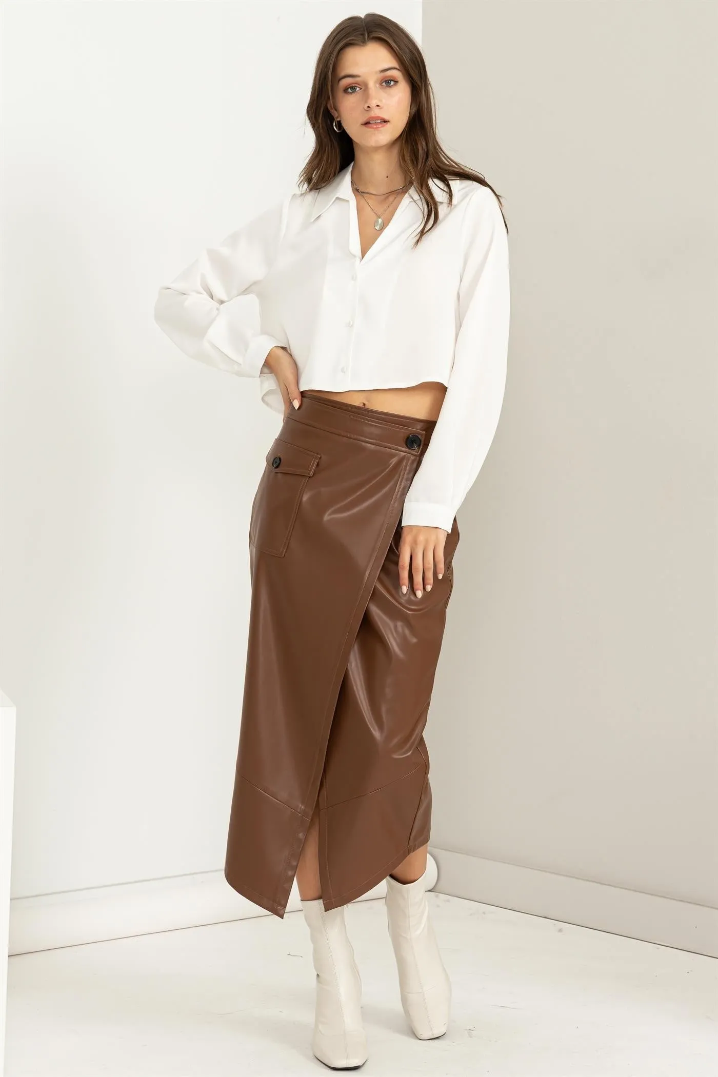 Carlee (Hi Waist Wrap Midi Skirt)