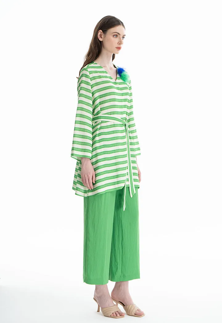 Choice Contrast Vertical Stripe Outer Jacket Green