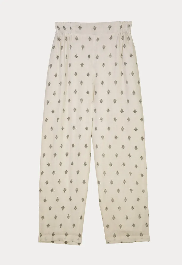 Choice Wide Leg Printed Pants Off White