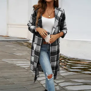 Cool Plaid Trails Hooded Shirt Jacket