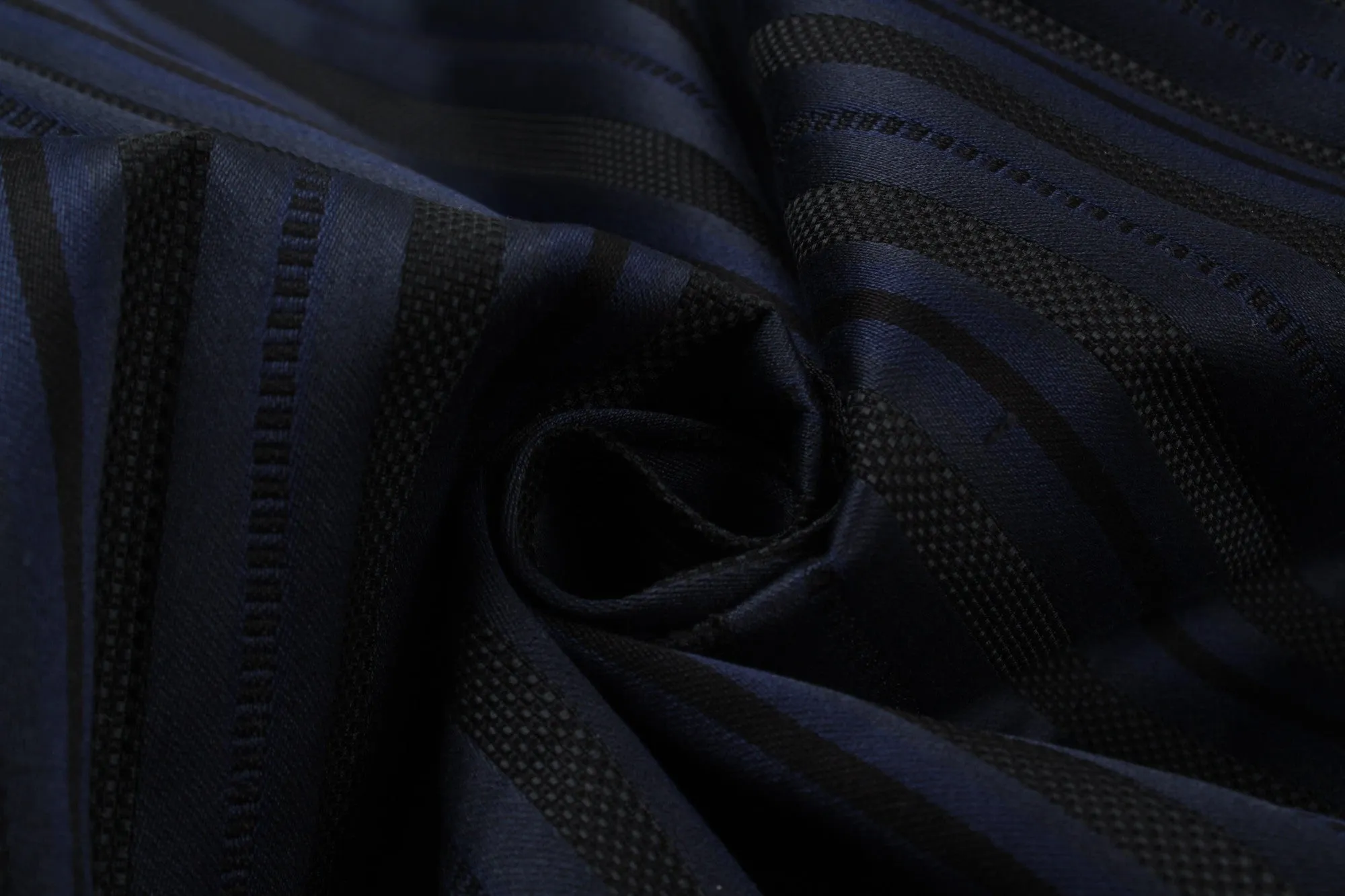 Cotton Blend Jacquard Stripes - Mid-Weight - Blue and Black