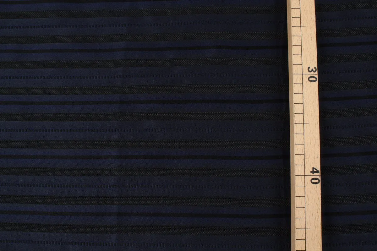 Cotton Blend Jacquard Stripes - Mid-Weight - Blue and Black