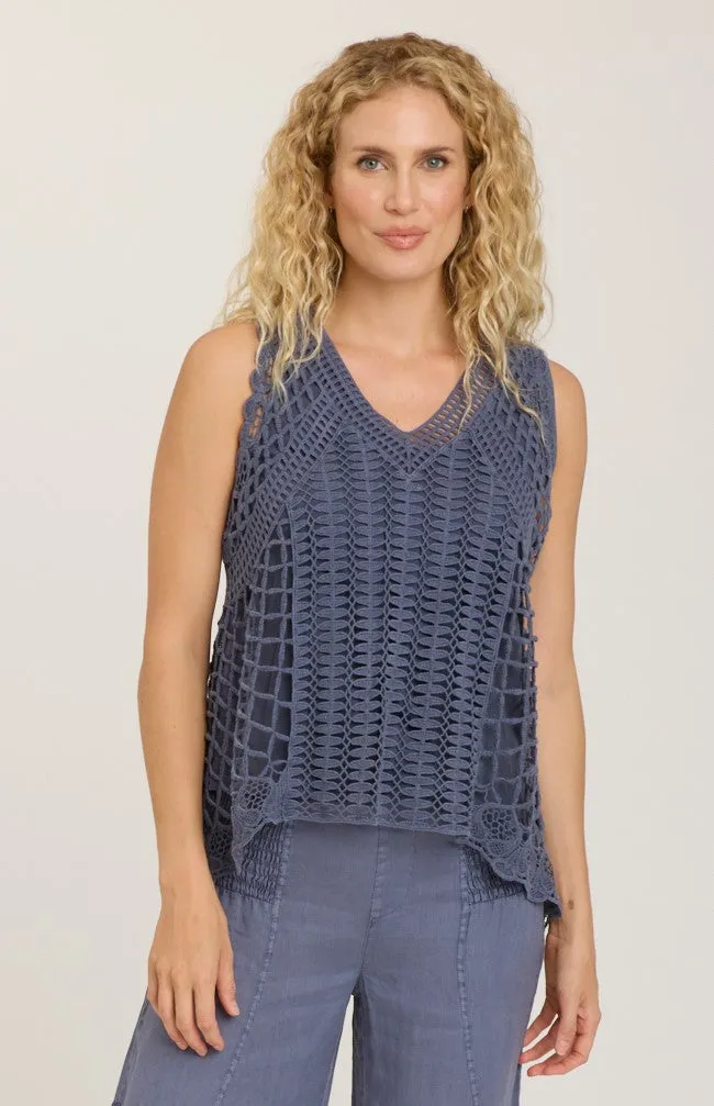 Denim Blue Crochet Tank Top