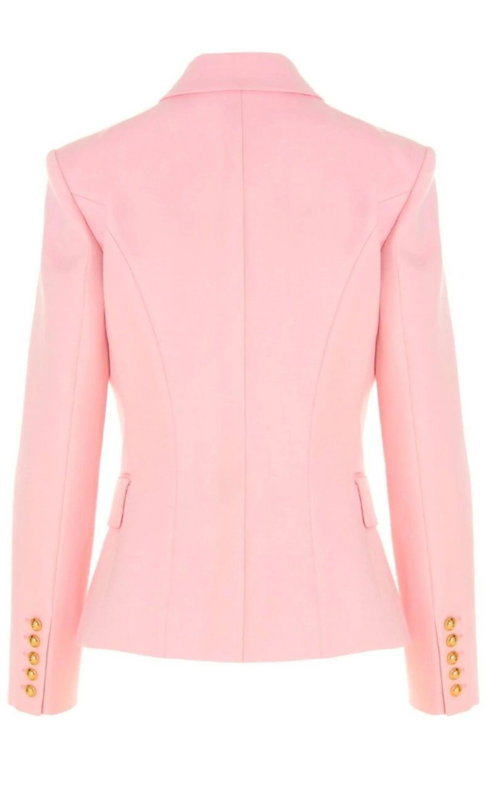 Double-Breasted Pink Wool Blazer