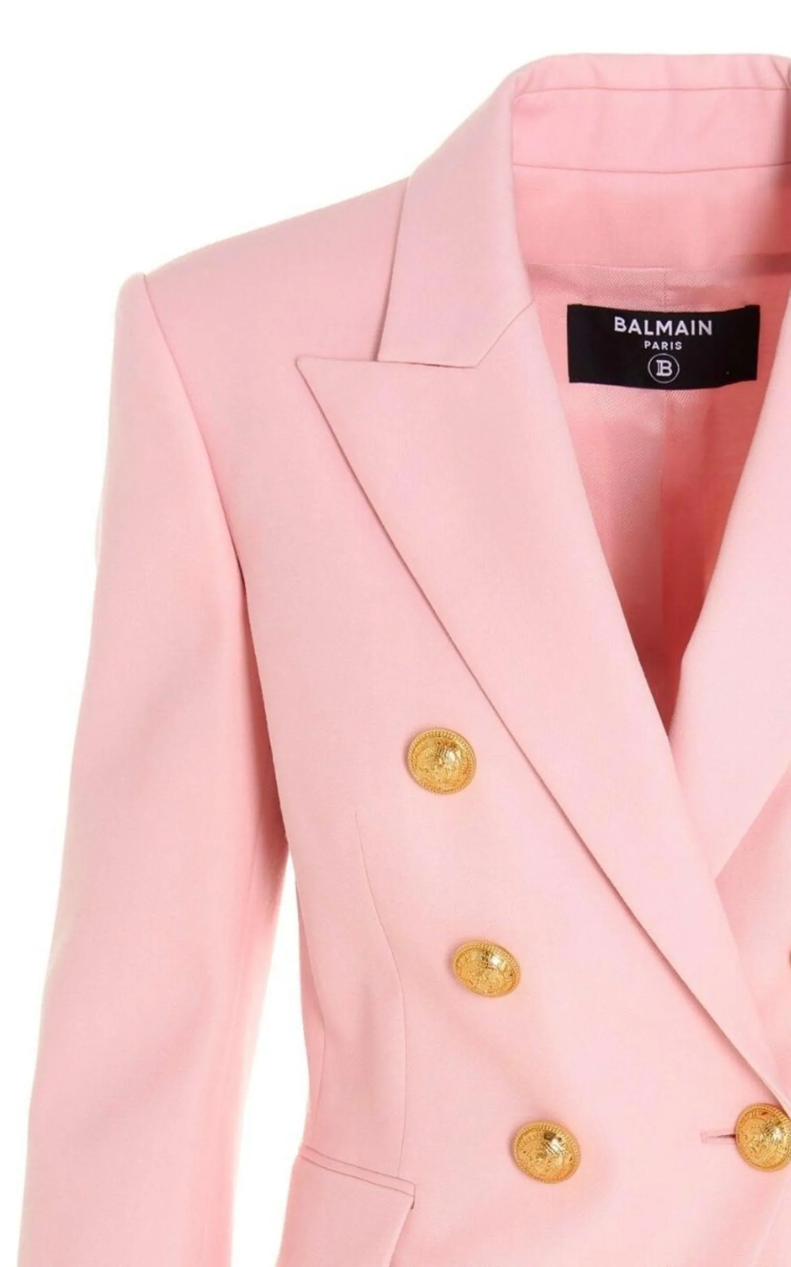 Double-Breasted Pink Wool Blazer