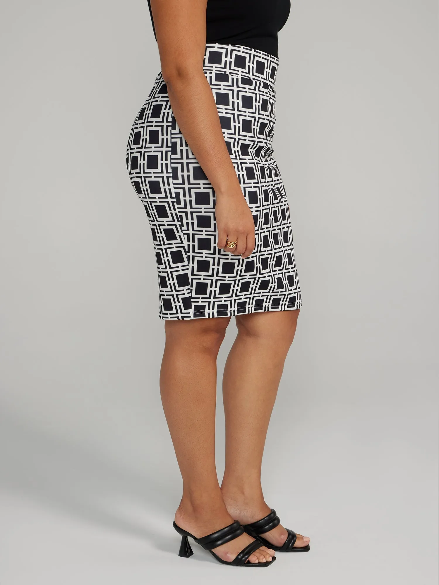 Fashion To Figure - Windowpane Print Pencil Skirt