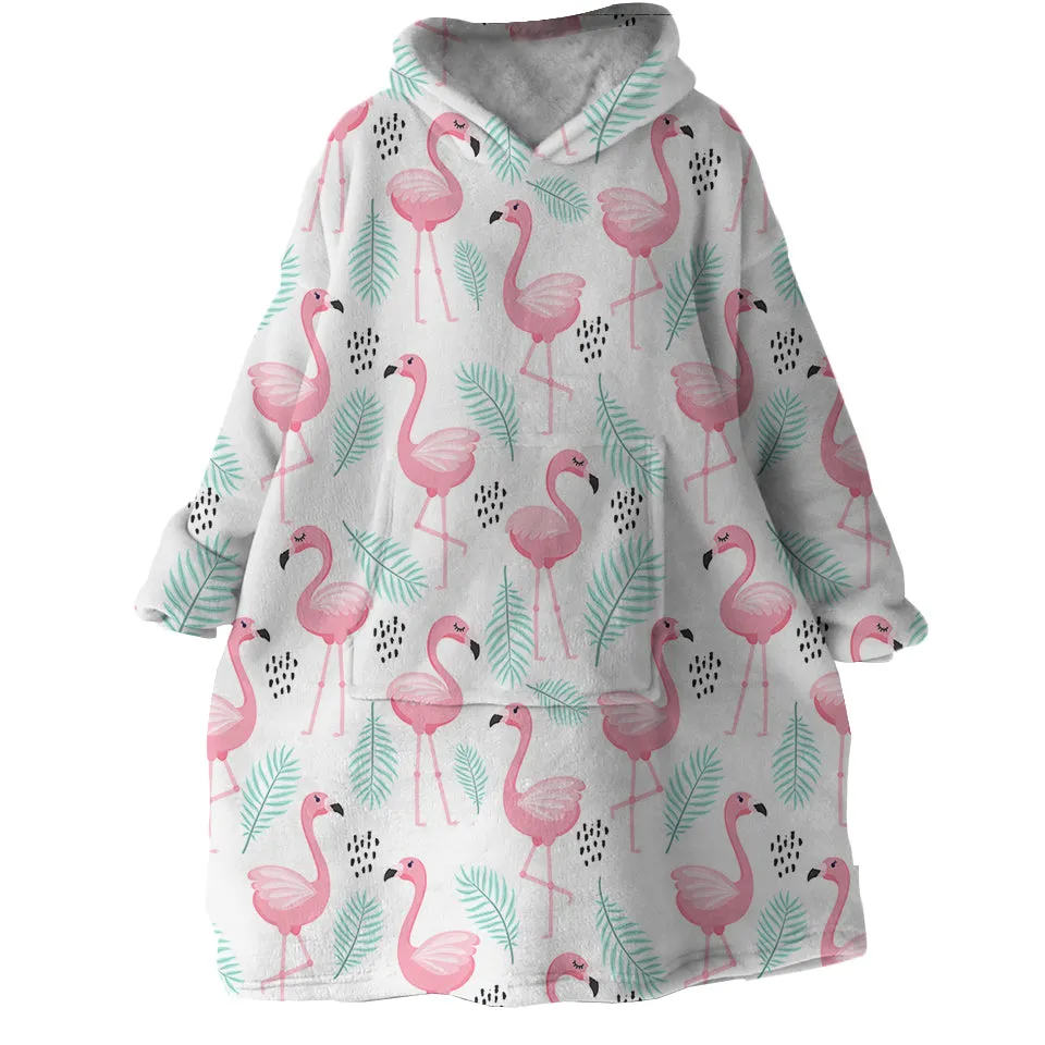 Flamingo Delight Wearable Blanket Hoodie