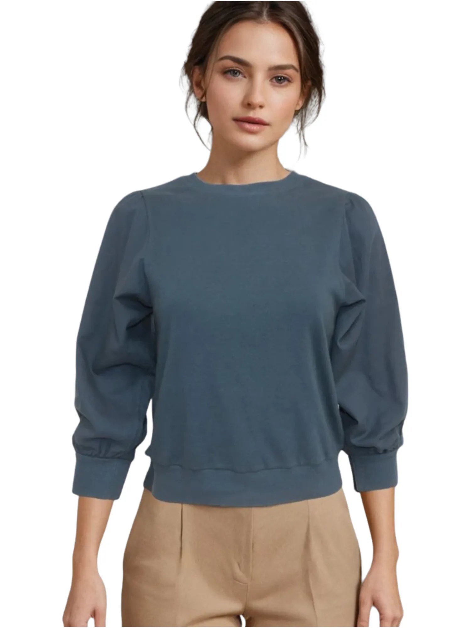 Hard Tail Puff Sleeve Pullover Top (Style VG-202)