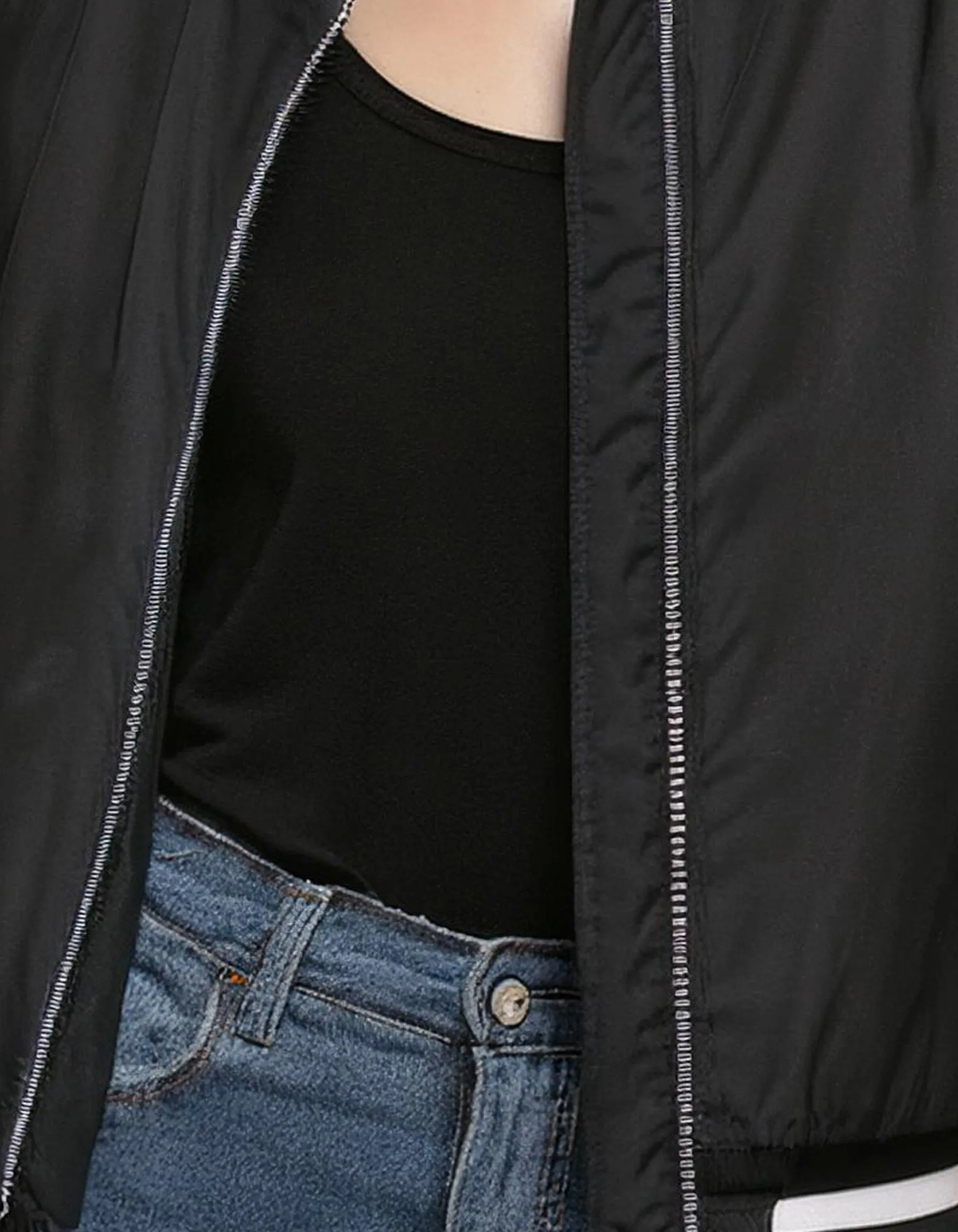 Jet Black Quilted Bomber Jacket