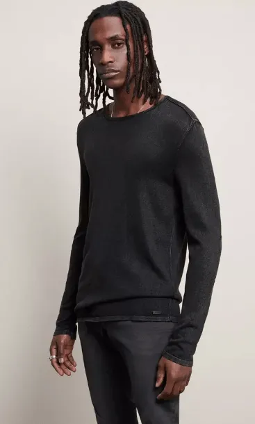 John Varvatos Walter Crew Neck Sweater in Dark Olive