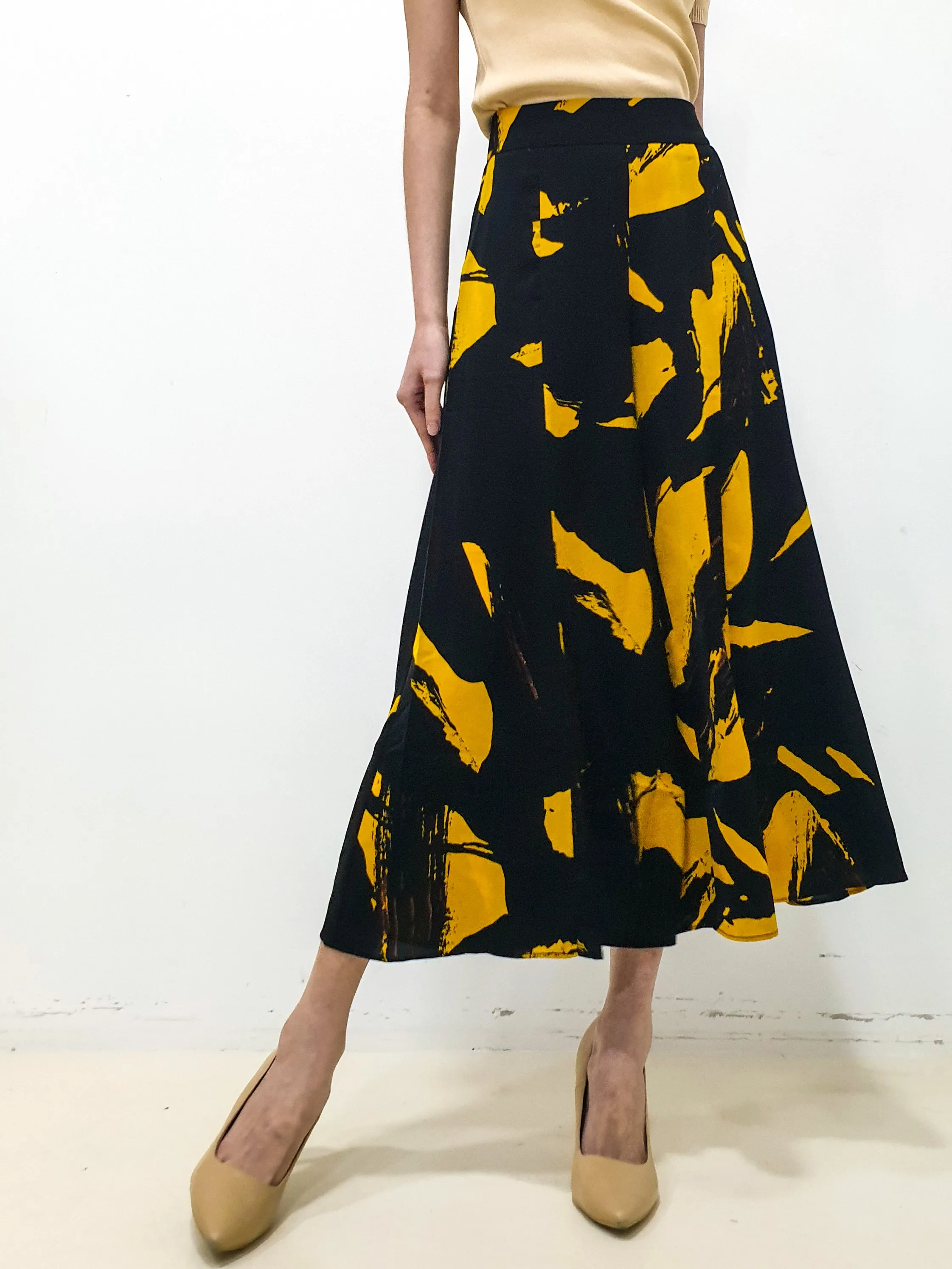 MADEBYFER Print Flare Leg Pants - Yellow