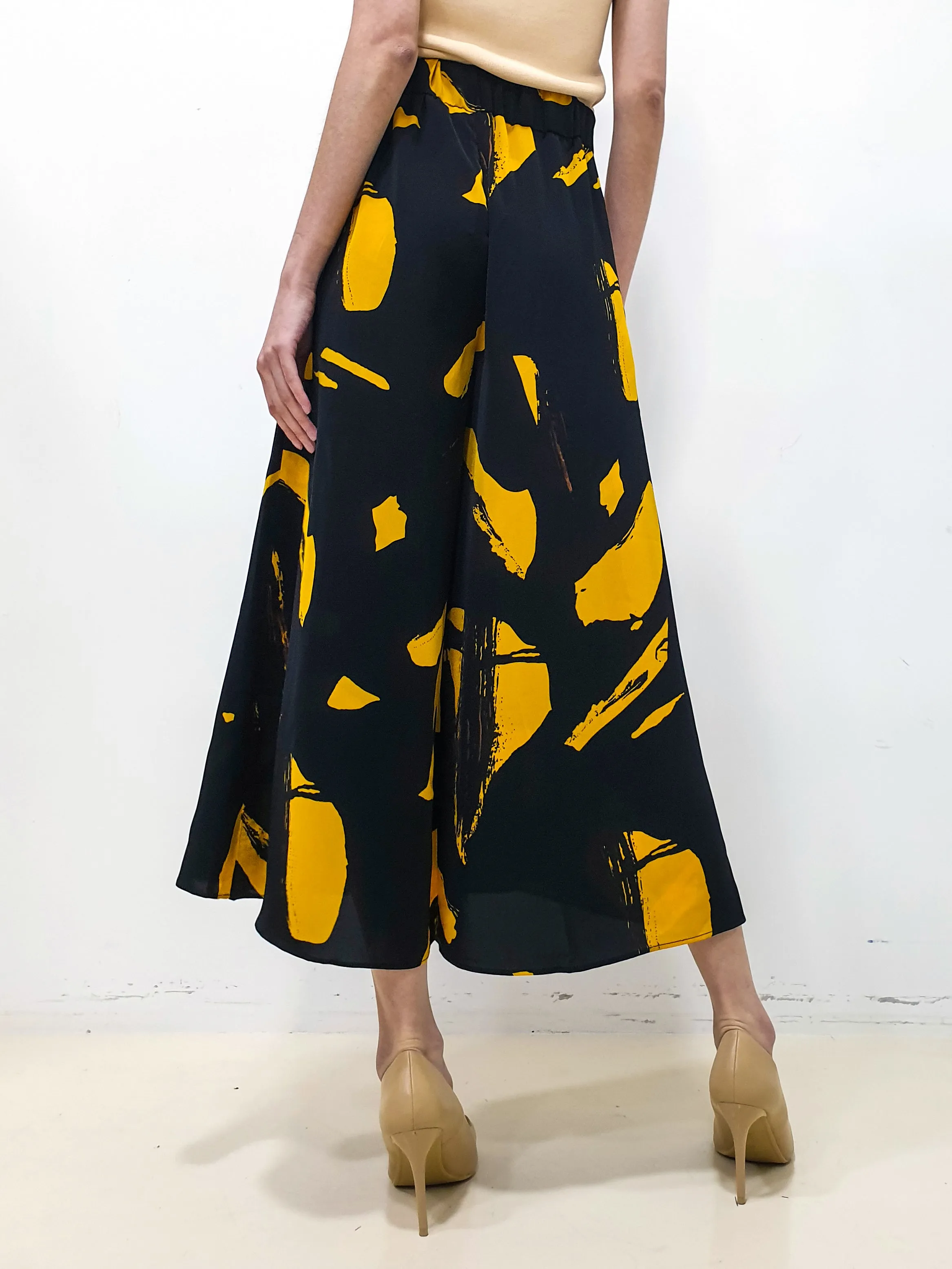 MADEBYFER Print Flare Leg Pants - Yellow