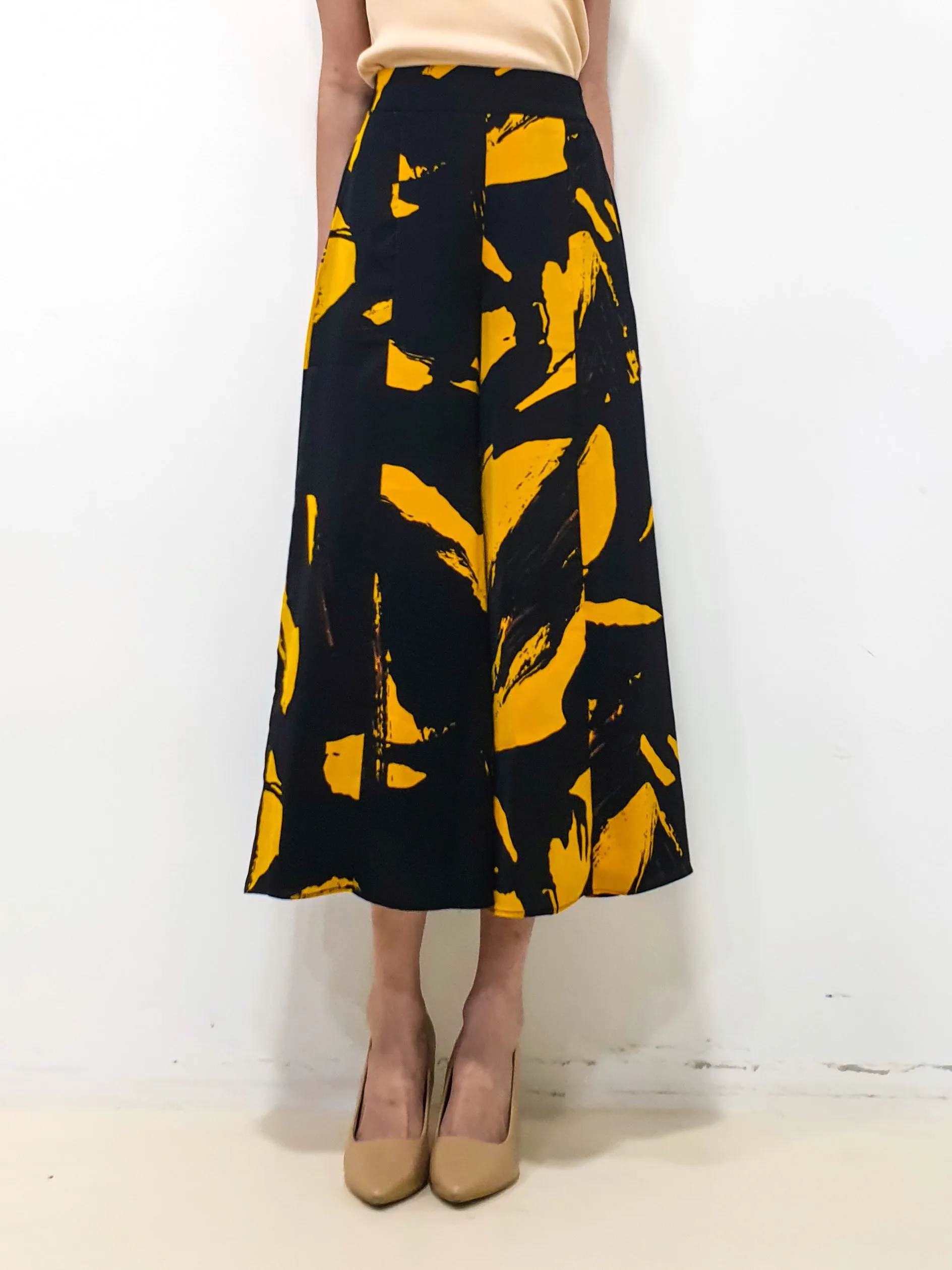 MADEBYFER Print Flare Leg Pants - Yellow