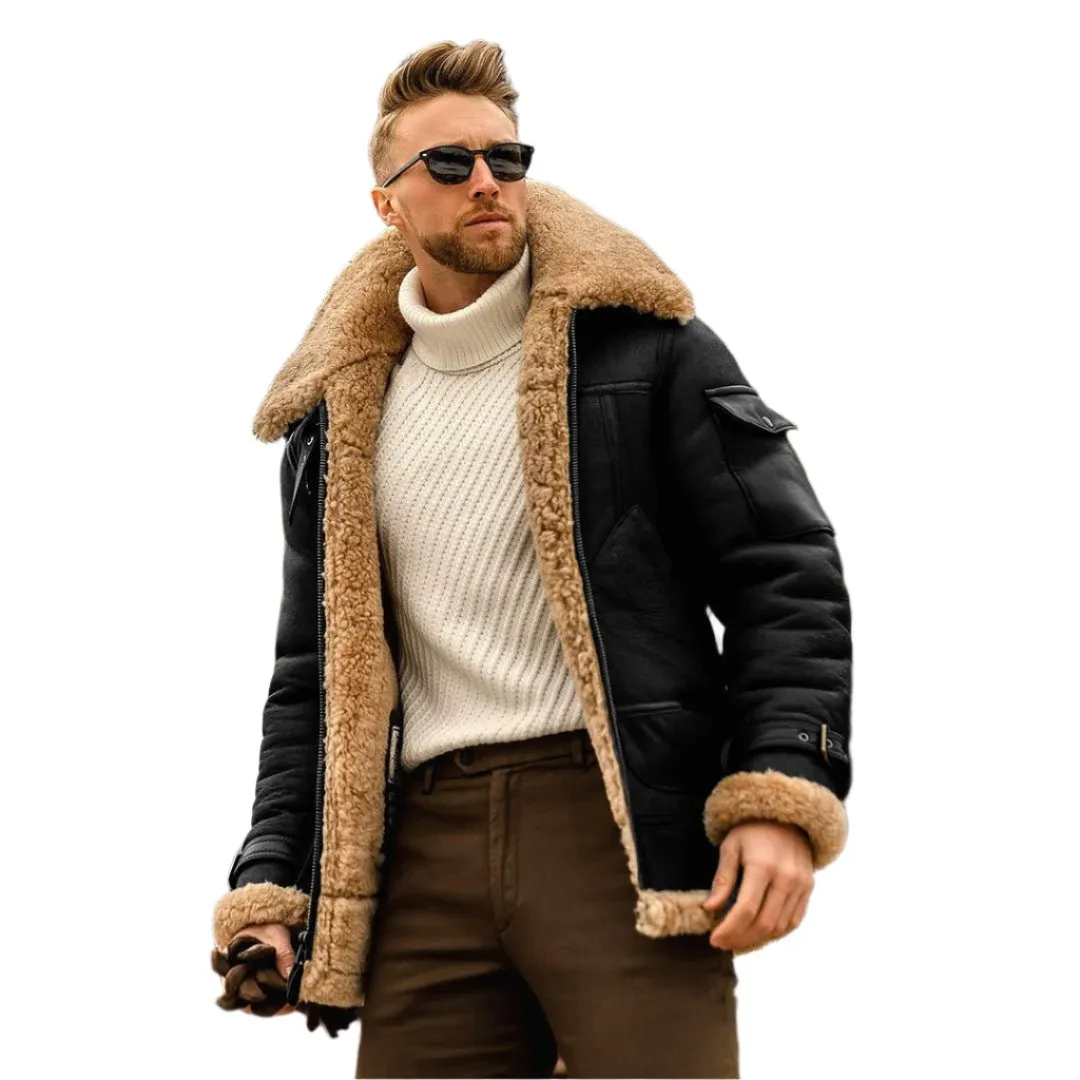 Men's Warm Winter Army Tactical Fleece Jacket With Fur Collar