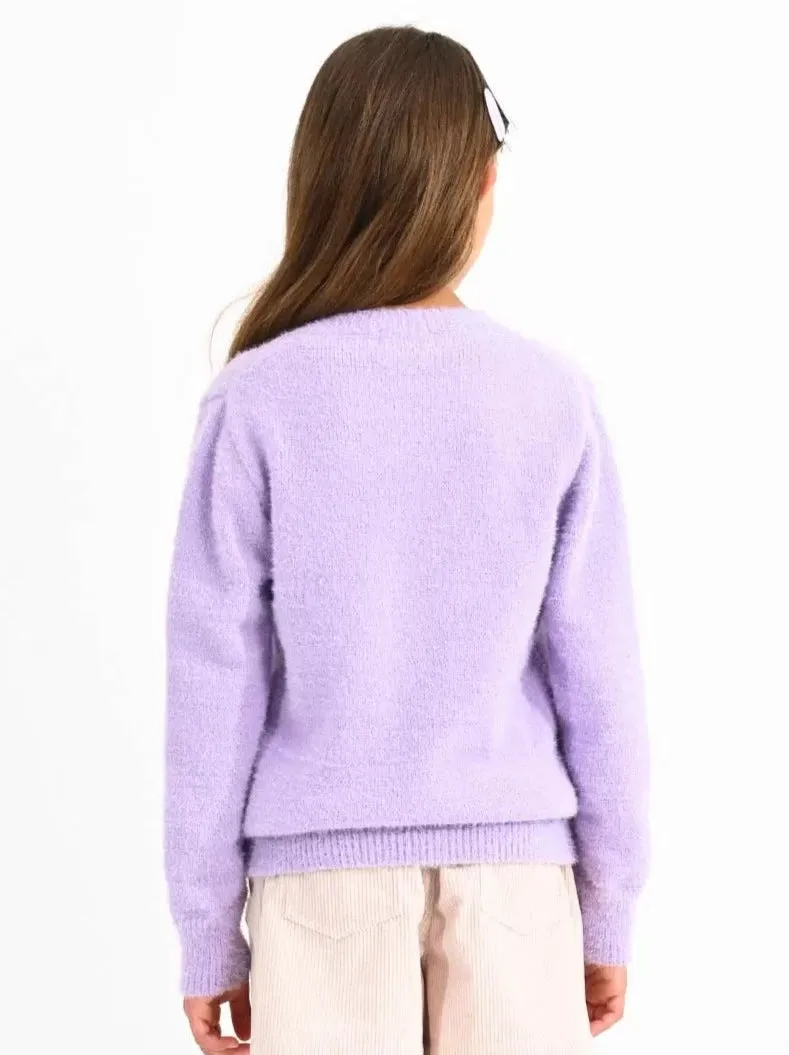 Mini Molly Purple  V-Neck Sweater w heart _MMLA1373BN23-0608