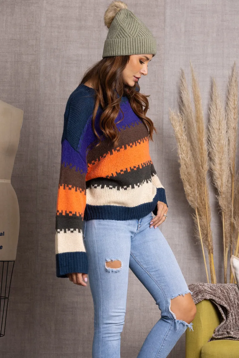 MULTI PATTERN KNITTED SWEATER-ILT1152 by Stylish Wholesale Inc