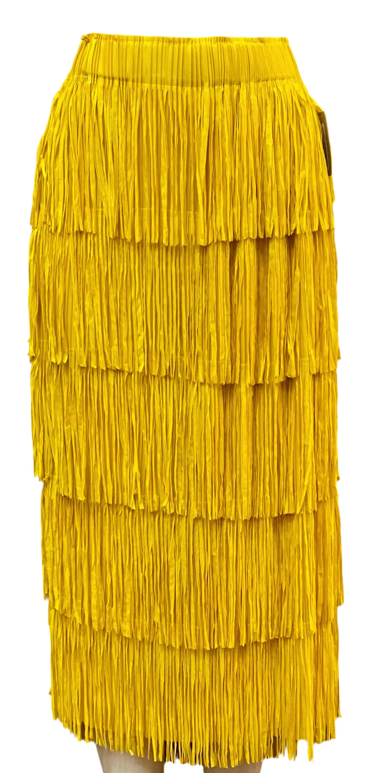 Mustard All Over Fringe Skirt