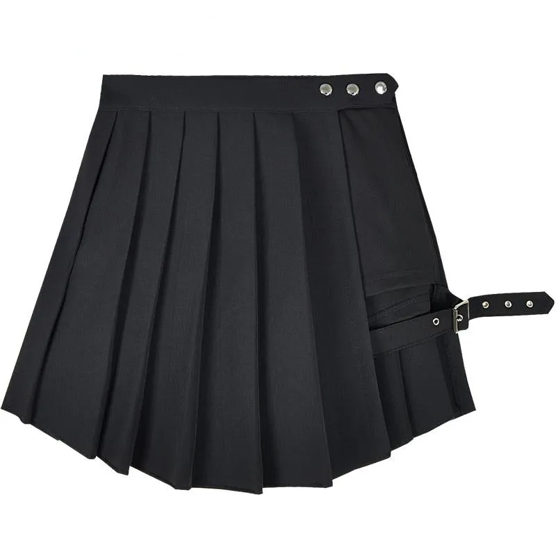 'Omen' Black Gothic Pleated Skirt with Shorts