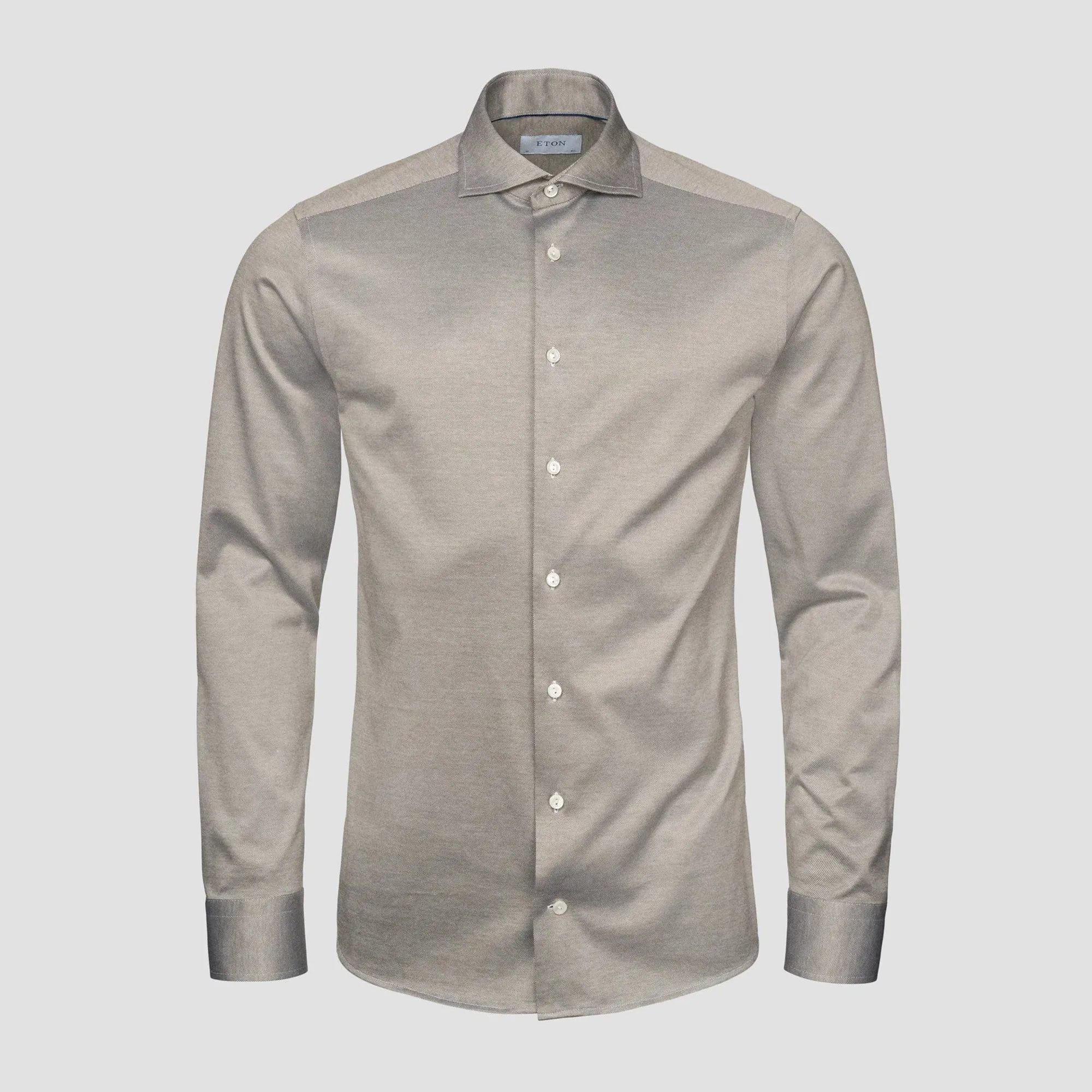 Pale Khaki Green Filo Di Scozia Contemporary Fit Knitted Piqué Shirt