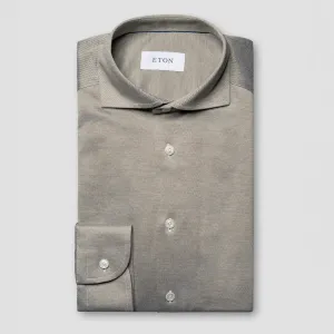 Pale Khaki Green Filo Di Scozia Contemporary Fit Knitted Piqué Shirt