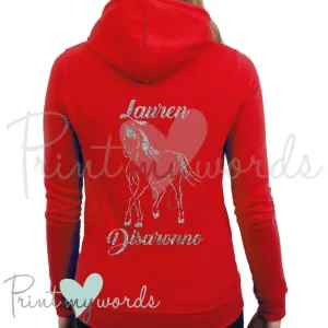 Personalised Glitter Equestrian Hoodie - Trotting Arab Design