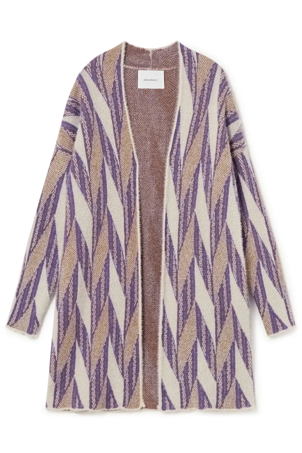 Purple Patterned Sweater Coat