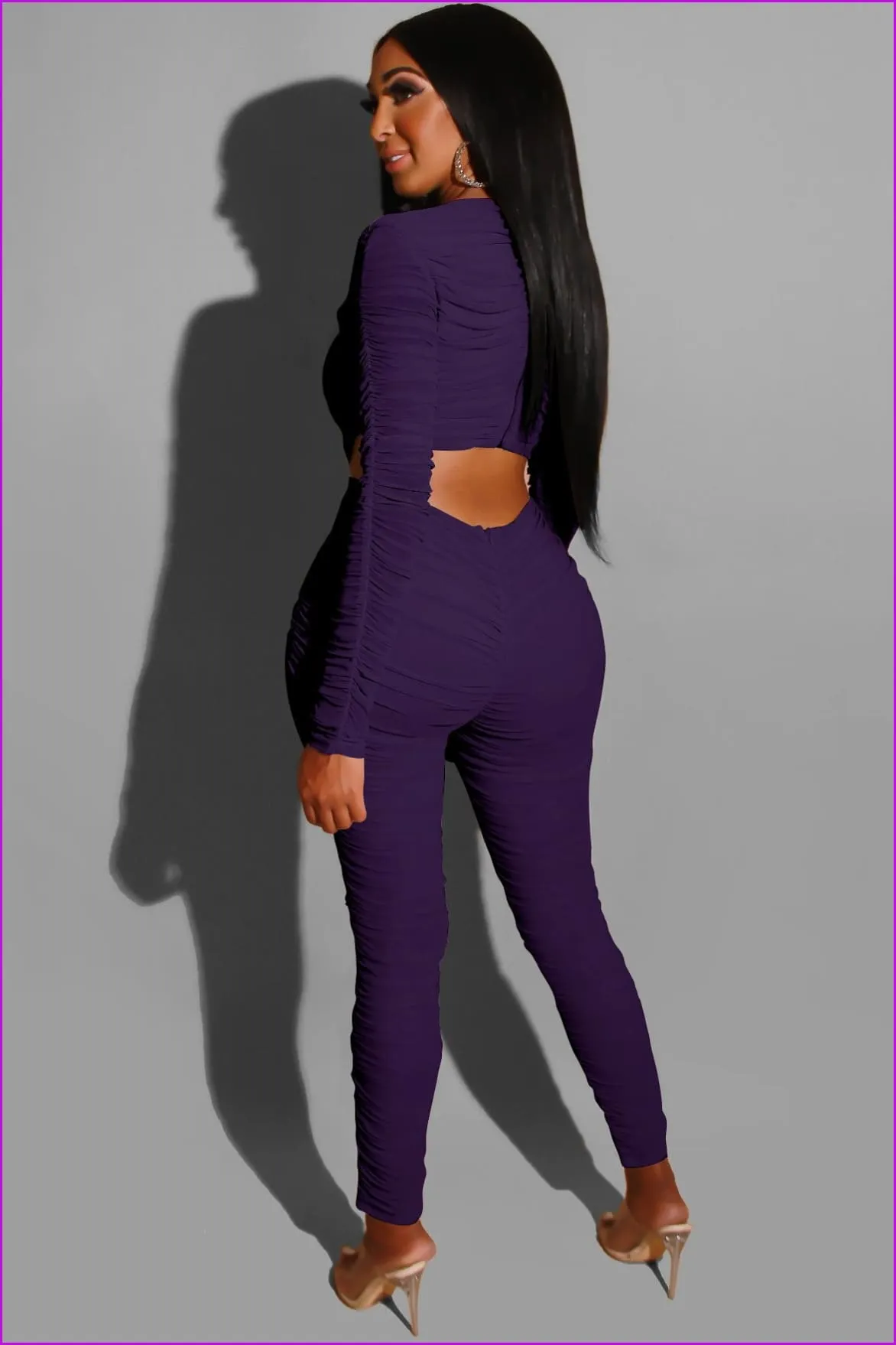 Solid Waist Cutout Pleated JumpsuitDE975