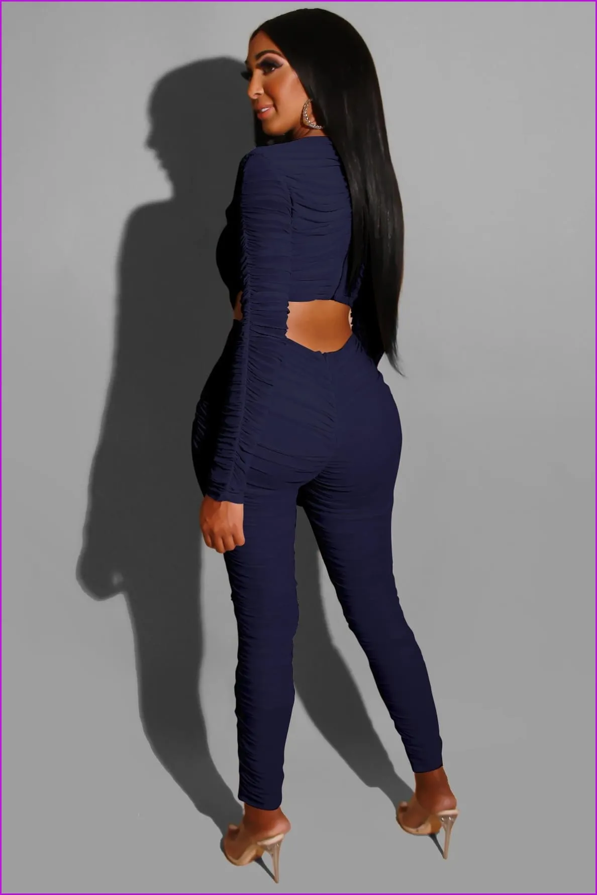 Solid Waist Cutout Pleated JumpsuitDE975