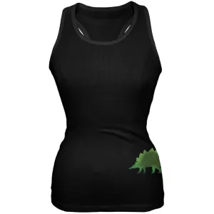 Stegosaurus Dinosaur Distressed Black Juniors Soft Tank Top