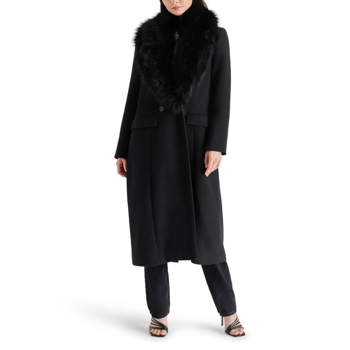 Steve Madden Faux Fur Collar Prince Coat